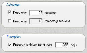 Screenshot: configuration dialog auto-clean options