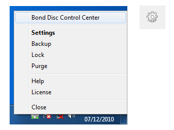 Screenshot: taskbar icon right click menu and control center button (right)