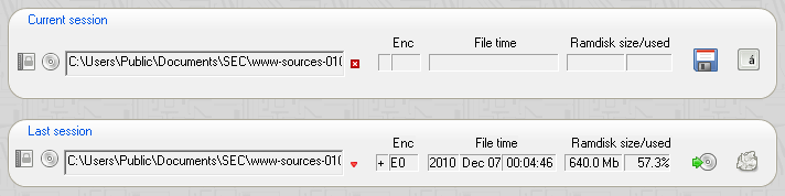 Screenshot: control center - last session read error