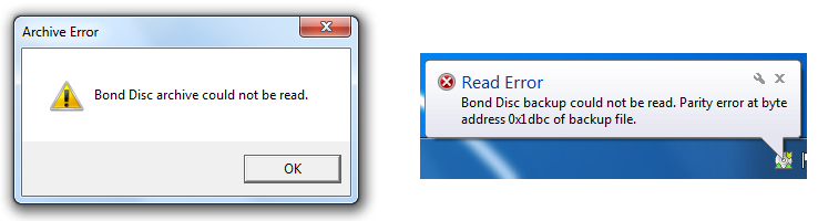 Screenshot: parity error