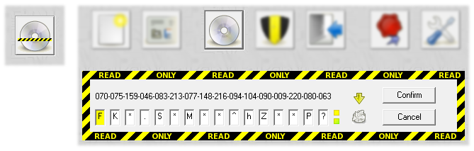 Screenshot: control center: read-only key editor