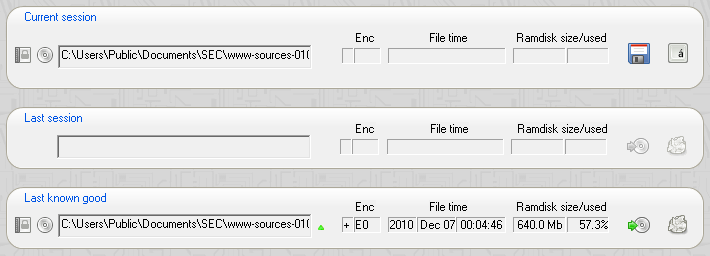 Screenshot: control center - last session read success