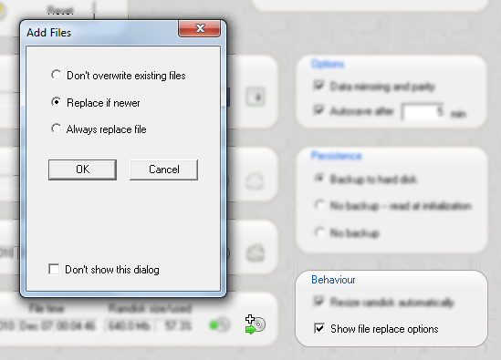 Screenshot: replace files dialog
